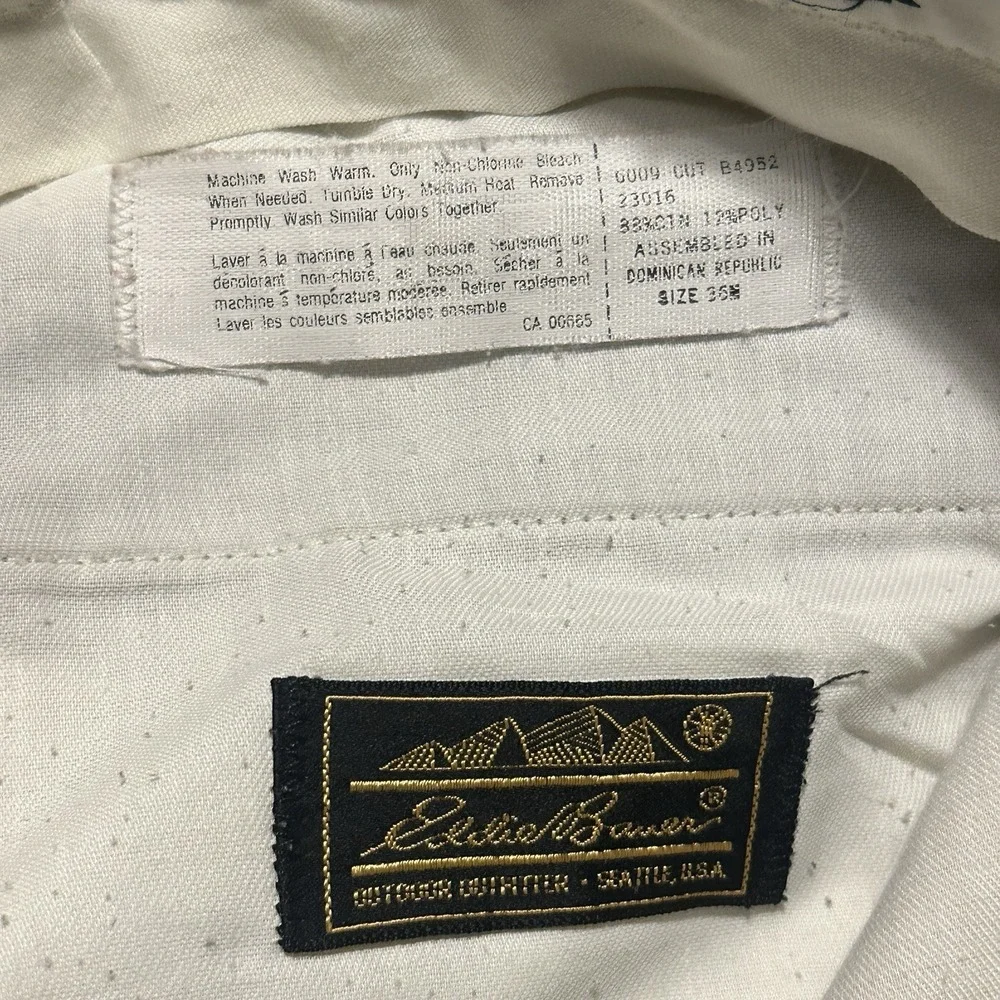 Eddie Bauer Corduroy Pants Men 36 (34x32) Beige Vintage 90s Pleated Hook‎ & Eye